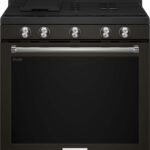 KitchenAid - 30 in. Wide 5 burners 5.8 cu. ft. Self-Cleaning Freestanding Gas True Convection Range with Even-Heat - Black Stainless Steel