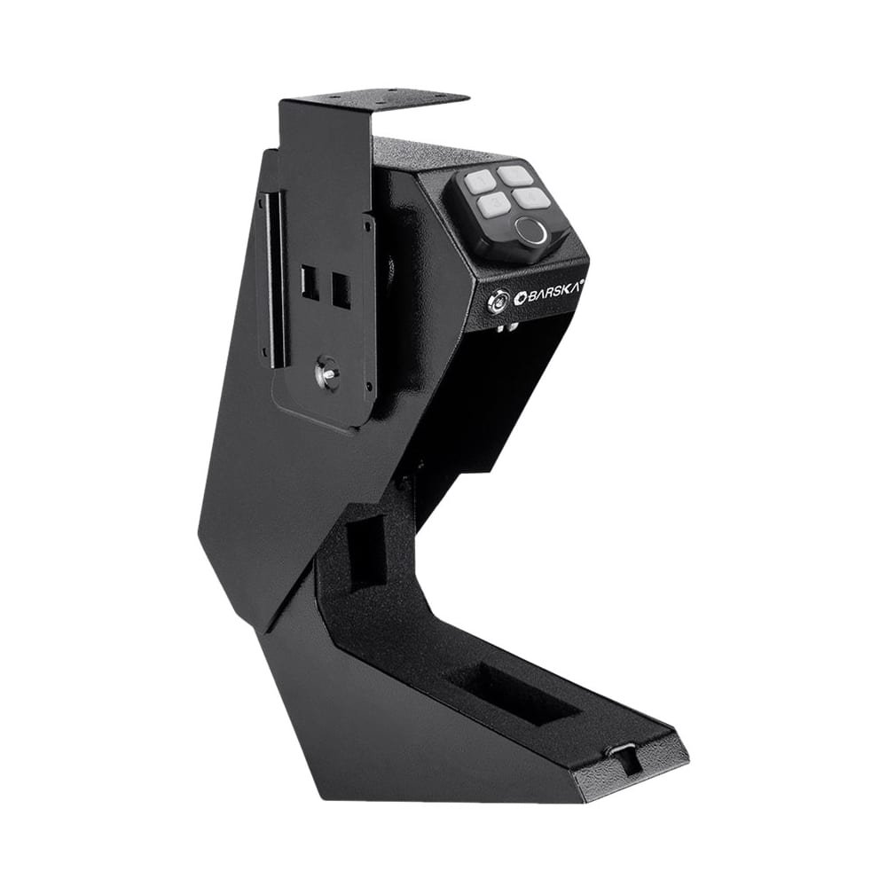 bestbuy-6337213-1.jpg Barska - Quick Access Handgun Desk Safe– Digital Keypad, Tamper-Resistant Steel, Silent Access Mode, Left/Right Mounting - Black - Image 1