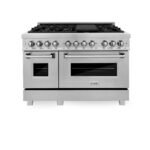 ZLINE - 48 in. Wide 7 Burner 6.0 cu. ft. Legacy Dual Fuel Freestanding Range with Gas Cooktop and 2 Electric Ovens - Stainless Steel