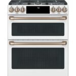 Café - 30 in. Wide 6 Burners 6.7 Cu. Ft. Slide-In Double Oven Gas True Convection Range with Built-In Wi-Fi, Customizable - Matte White