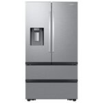 Samsung - 36 in. Wide 25 cu. ft. 4-Door French Door Counter Depth Smart Refrigerator with Four Types of Ice - Stainless Steel